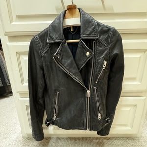 Topshop Leather Jacket - Black - Size 2